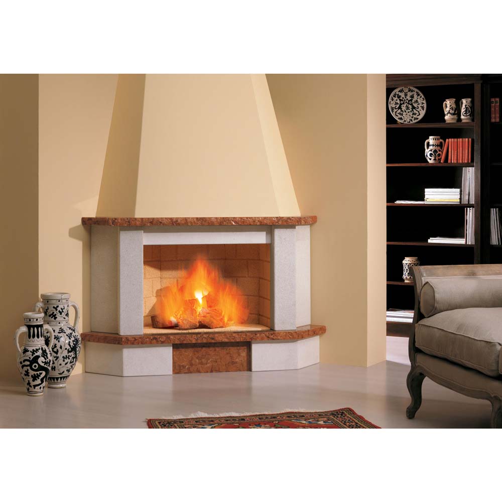 Rivestimento alghero con focolare serie rf ad angolo Rivestimenti camini ad angolo