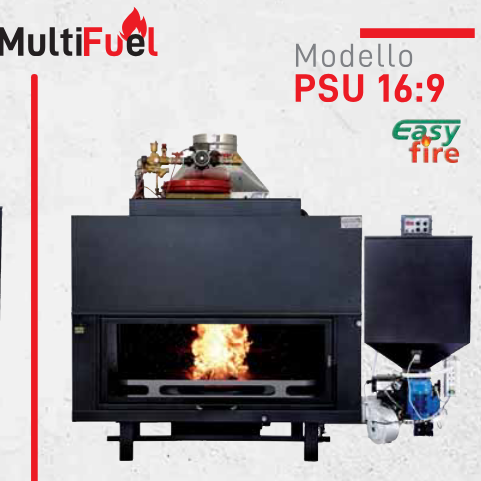 Policombustibile Eta Kamini PSU 16:9 EasyFire Multifuel trulli