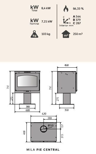 scheda tecnica mila pie central