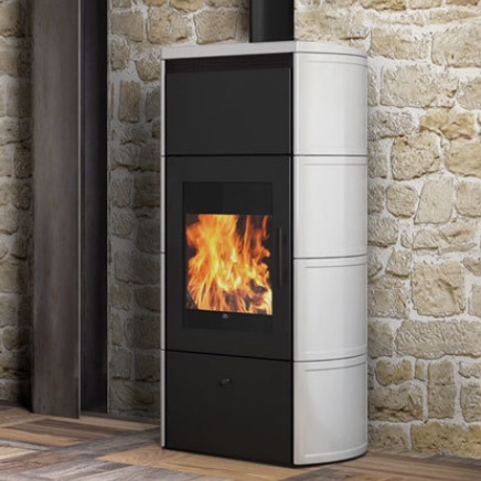 Termostufe Legna EdilKamin Flamma 14 Ceramica bianca trulli