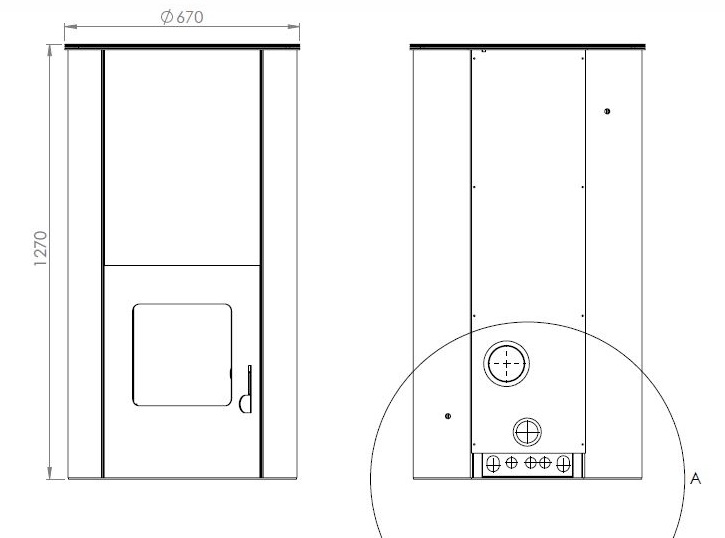 Termostufe Pellet Eta Kamini Dafne Round Five Stars 26 misure