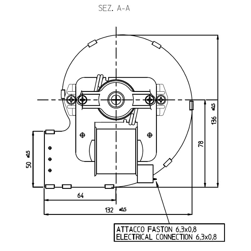 Ventilatore centrifugo CDF-DA 80X83-35 doppia aspirazione dim.1