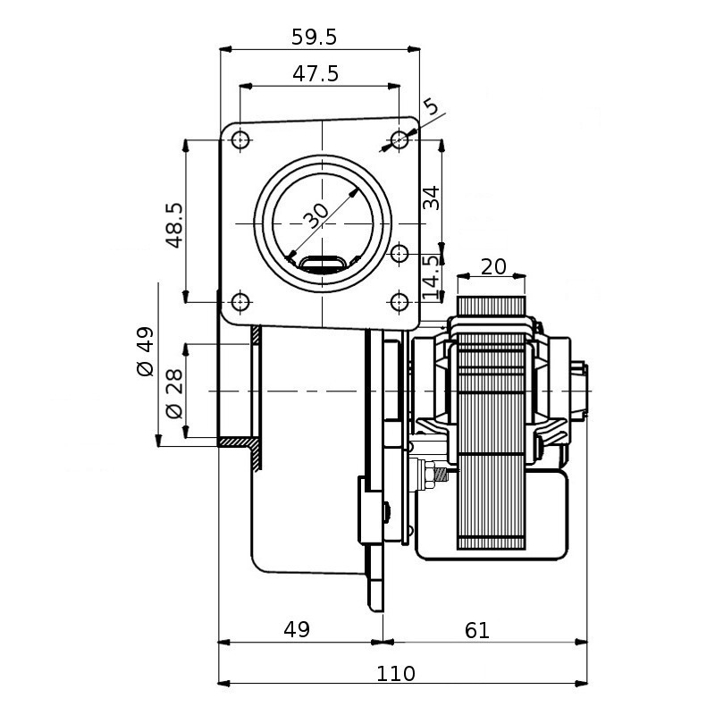 Ventilatore centrifugo CF 80-20 dim.1