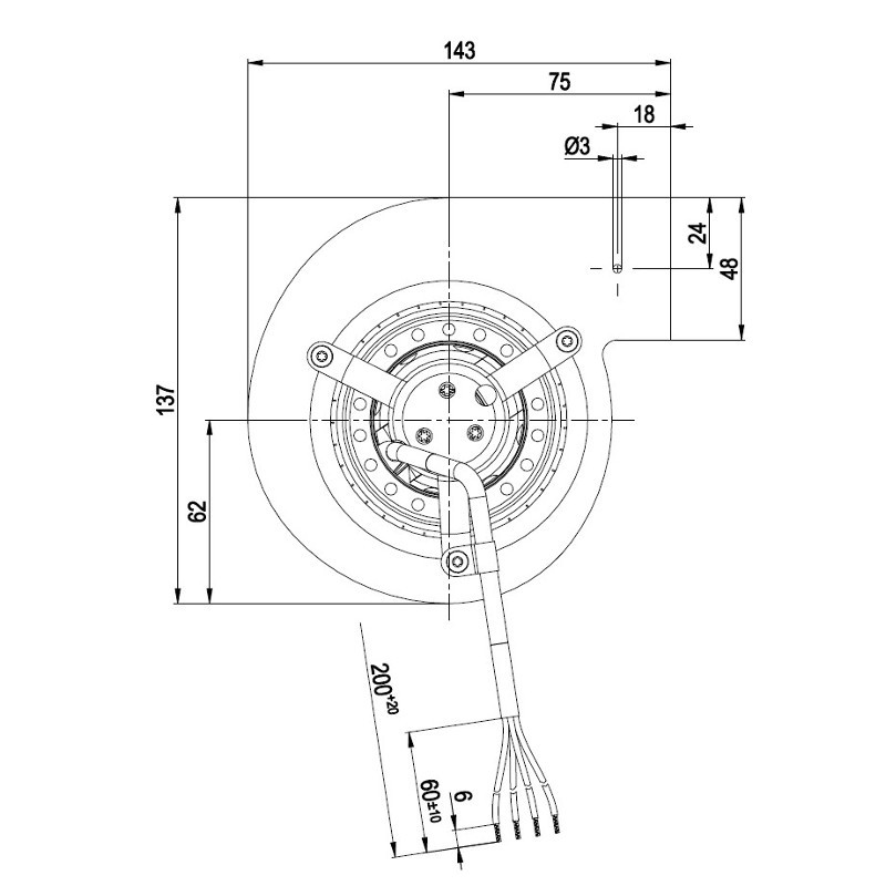 Ventilatore centrifugo D2E097-CH85-02