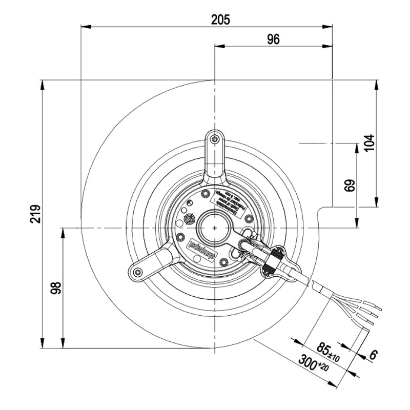 Ventilatore centrifugo D4E146-AU46-68 Dim. 1