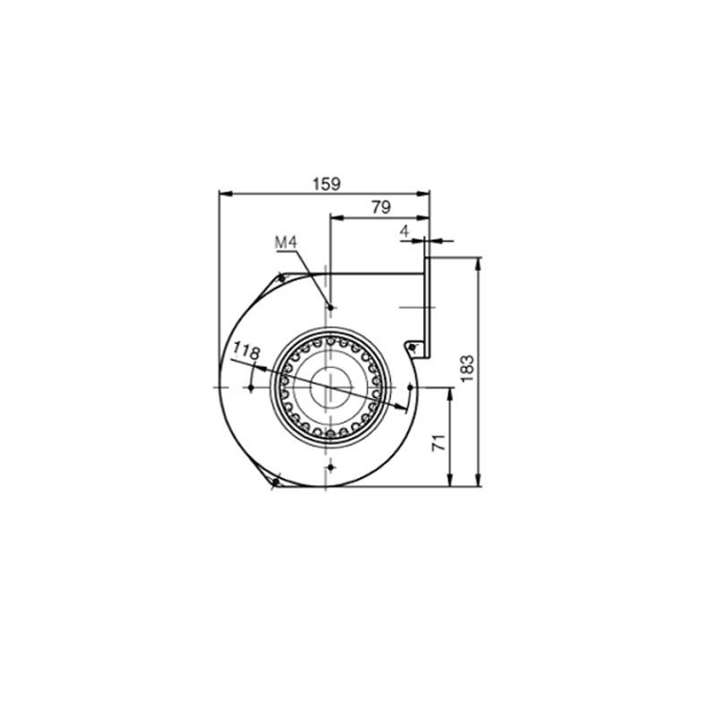 Ventilatore centrifugo G2E108-AA01-56 dim.1
